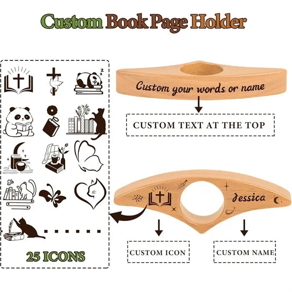 Wooden Thumb Book Page Holder