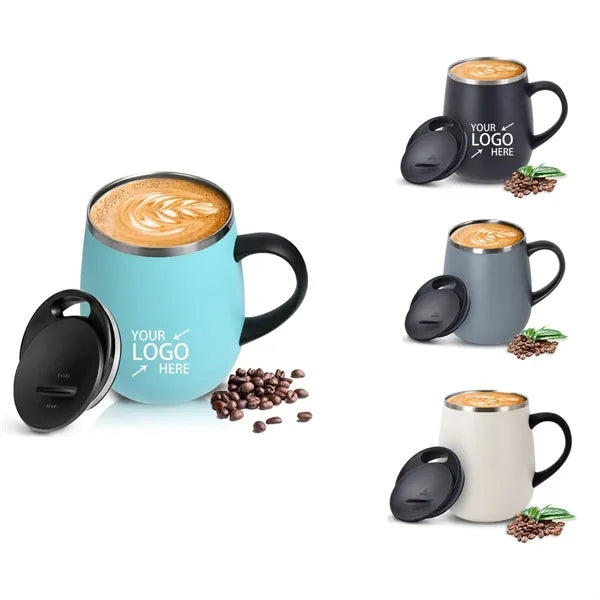 16oz Insulated Vacuum Coffee Mug with Handle and Lid