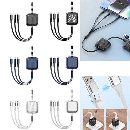 Retractable 3 in 2 Fast Charging Cables For Mobile Phones