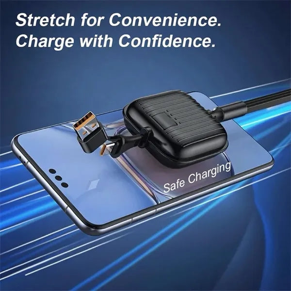 Retractable 3 in 2 Fast Charging Cables For Mobile Phones