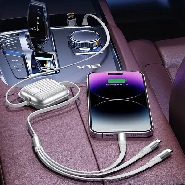 Retractable 3 in 2 Fast Charging Cables For Mobile Phones