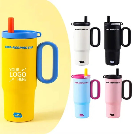 750ml Double Wall Vacuum Tumbler With Straw And Handle