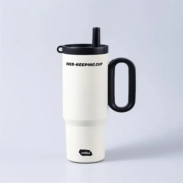 750ml Double Wall Vacuum Tumbler With Straw And Handle