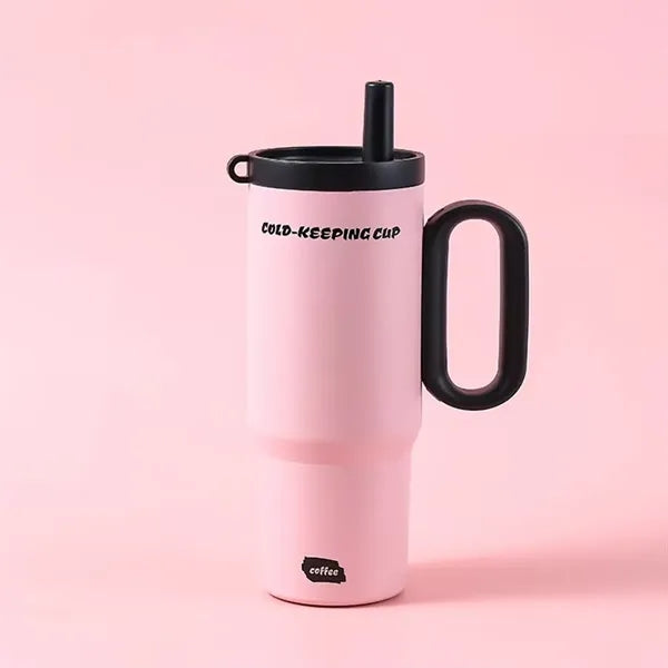 750ml Double Wall Vacuum Tumbler With Straw And Handle