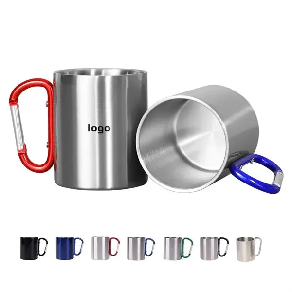7.3 oz Stainless Steel Travel Mug with Carabiner Handle