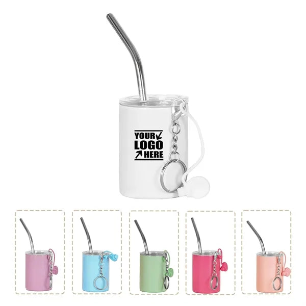 3oz Stainless Steel Mini Tumbler Shot Glass with Straw