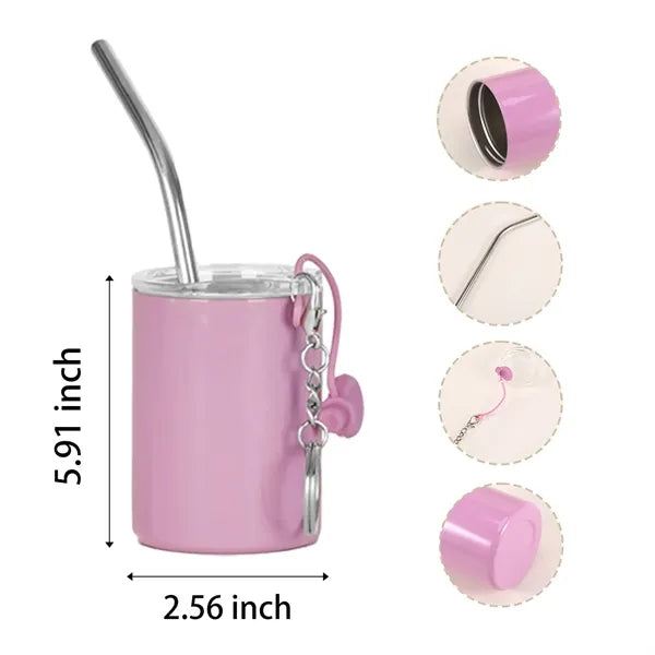 3oz Stainless Steel Mini Tumbler Shot Glass with Straw