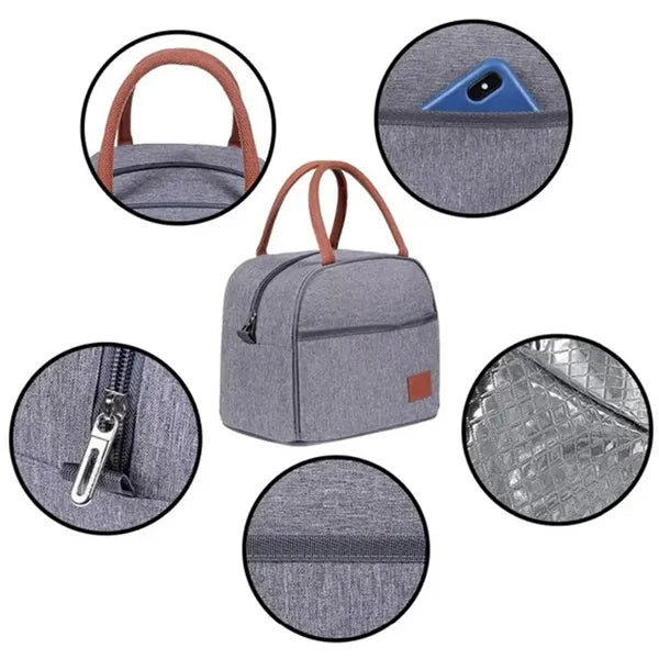 Insulated Thermal Lunch Cooler Tote Bag With Pocket