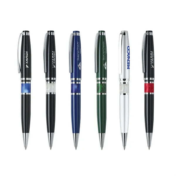 Resin Accented Brass Ballpoint Twist Metal Pen
