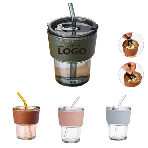 Glass Straw Coffee Cup