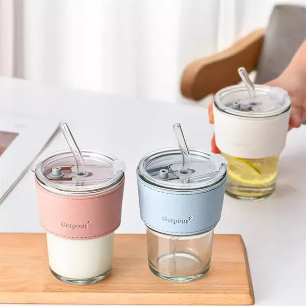 Glass Straw Coffee Cup