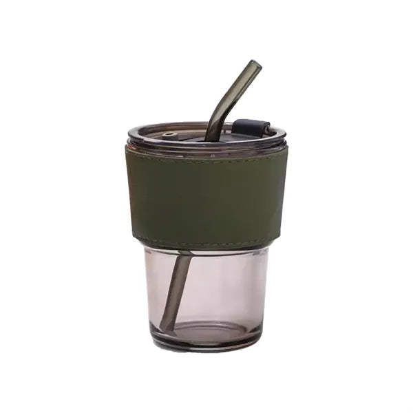 Coffee glass cups With Cap And Straw