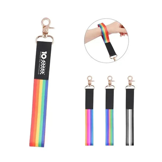 Polyester Wrist Lanyard Strap Keychain W/ Swivel Hook