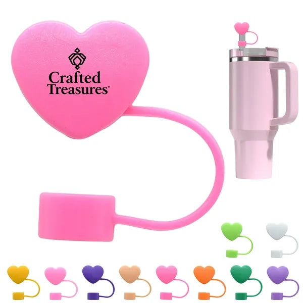 Heart Shape Straw Cover Silicone Cap for Tumbler Cups