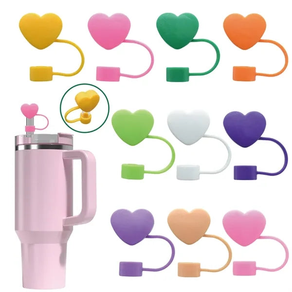 Heart Shape Straw Cover Silicone Cap for Tumbler Cups