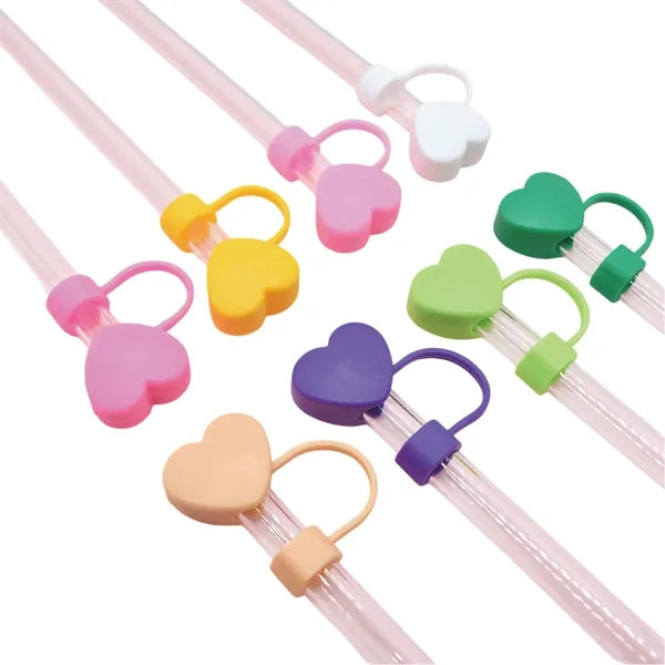 Heart Shape Straw Cover Silicone Cap for Tumbler Cups