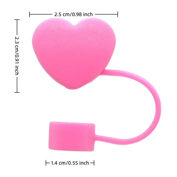 Heart Shape Straw Cover Silicone Cap for Tumbler Cups