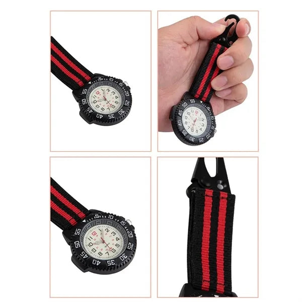 Portable Carabiner Clip Watch with Nylon Strap