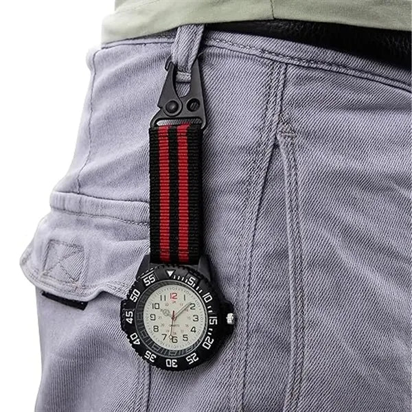 Portable Carabiner Clip Watch with Nylon Strap