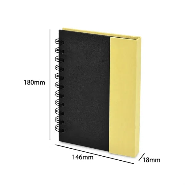 Spiral Notebook with Sticky Notes and Pen Holder
