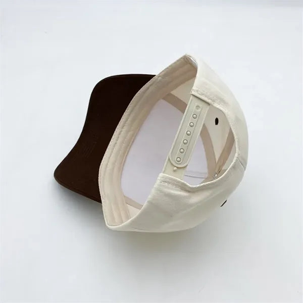 Two Tone Baseball Cap with Color Dot Button Design