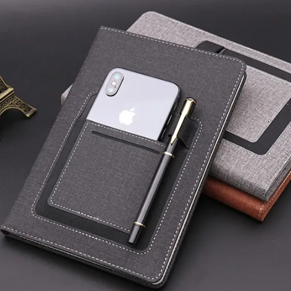 PU Leather Business Notebook with Pen Holder & Card Slot