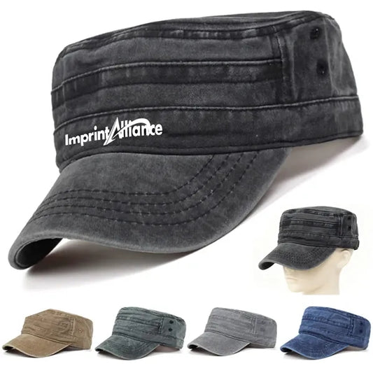 Washed Cotton Military Cadet Cap with Custom Logo