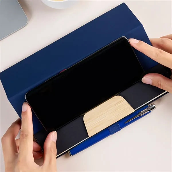 Bamboo Notebook with Built-in Phone Stand