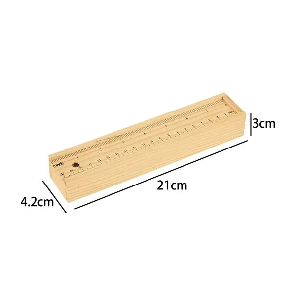 Wooden 12 Pcs Colored Pencil Set With Ruler Lid