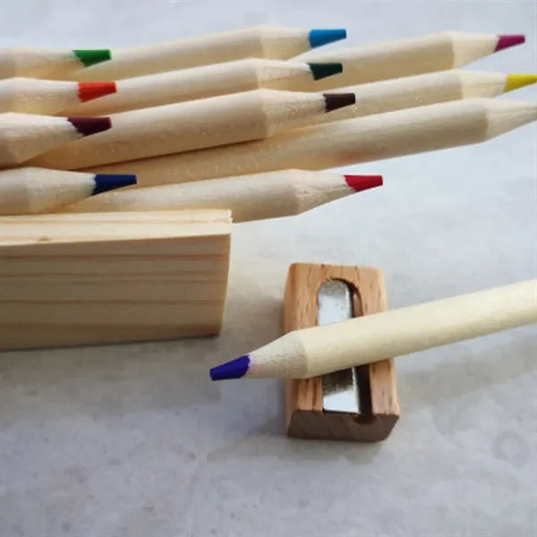 Wooden 12 Pcs Colored Pencil Set With Ruler Lid