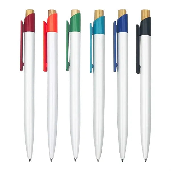 Bamboo Accent Retractable Plastic Ballpoint Pen