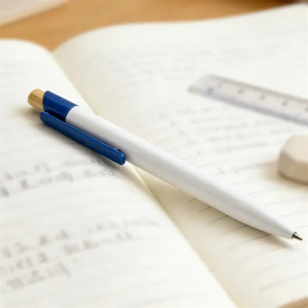 Bamboo Accent Retractable Plastic Ballpoint Pen