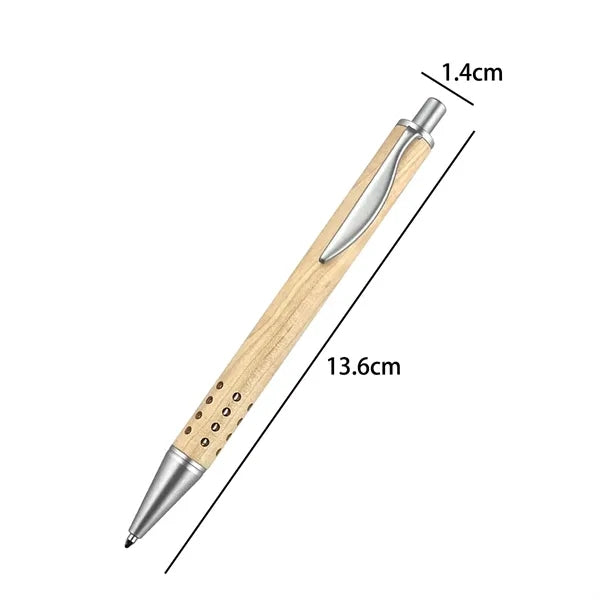 Retractable Bamboo Gel Pen With Chrome Accents
