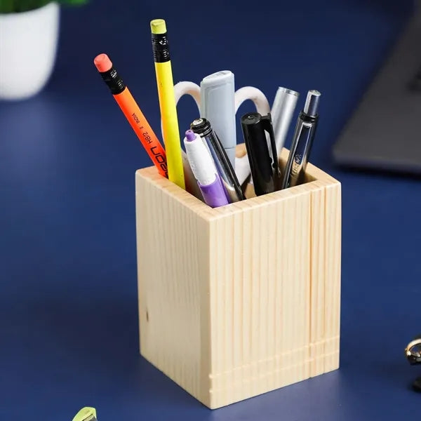 Natural Wooden Pen Holder Desk Organizer