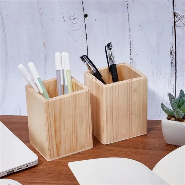 Natural Wooden Pen Holder Desk Organizer