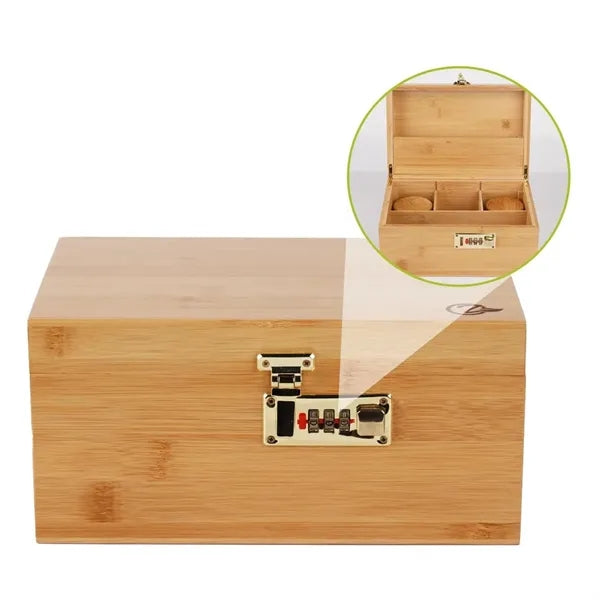 Bamboo Storage Box W/ Multiple Compartments & Organizer Tray