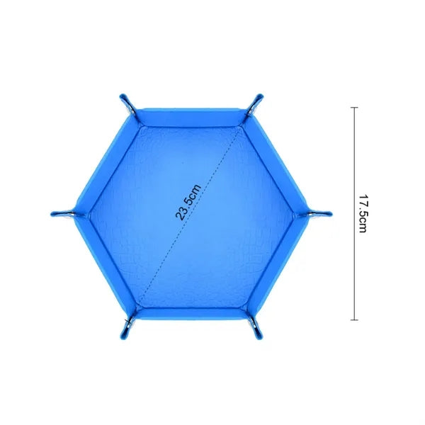 Foldable Hexagonal PU Leather Dice Rolling Tray & Valet