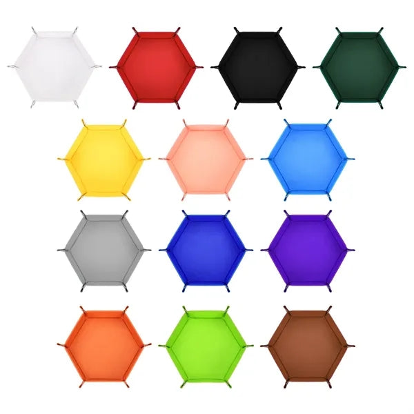 Foldable Hexagonal PU Leather Dice Rolling Tray & Valet