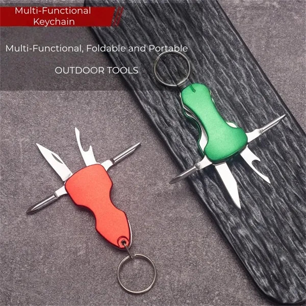Portable Foldable Multi Tool Keychain with Knife Screwdriver