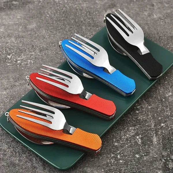 Portable 4-in-1 Camping Eating Utensils Stainless Steel