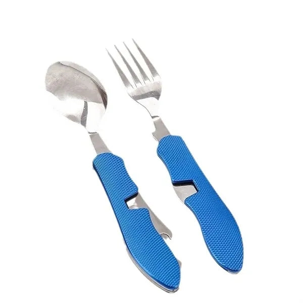 Portable 4-in-1 Camping Eating Utensils Stainless Steel