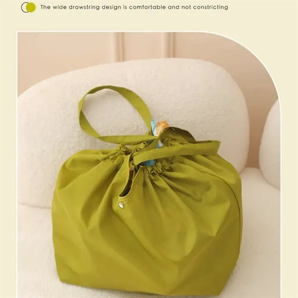 Foldable Lightweight Waterproof Drawstring Shopping Tote Bag