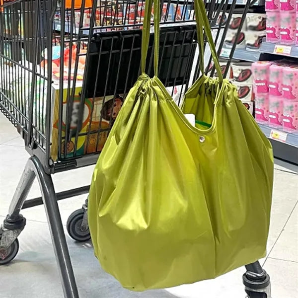 Foldable Lightweight Waterproof Drawstring Shopping Tote Bag