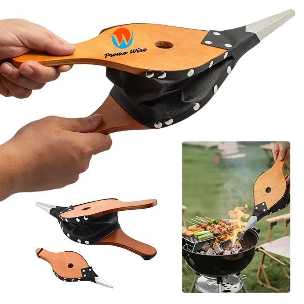 Retro Outdoor Bellows Wooden Barbecue Hand Air Blower