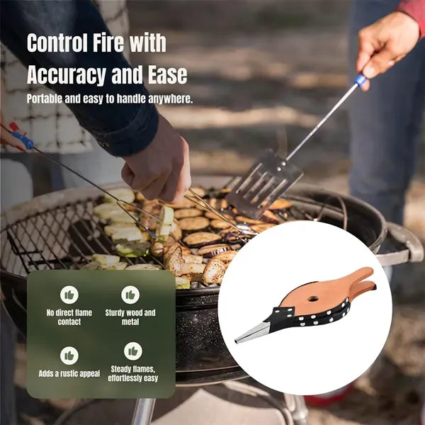 Retro Outdoor Bellows Wooden Barbecue Hand Air Blower