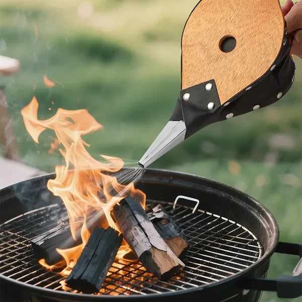 Retro Outdoor Bellows Wooden Barbecue Hand Air Blower