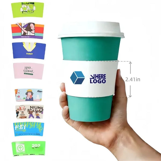 Full Color Premium White Cardboard Coffee Cup Sleeve
