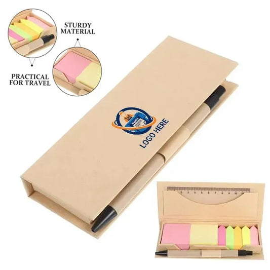 Portable Sticky Note Box with Ruler and Pen