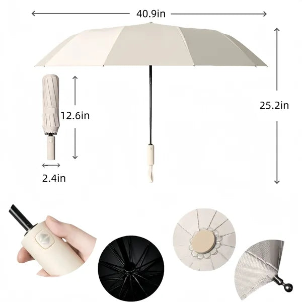 12-Rib Stormproof Auto Oversized Folding Umbrella