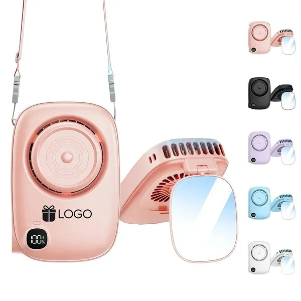 Neck Fan Portable 3 Speed with Mirror Digital Display
